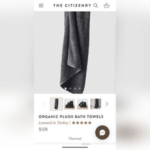Set Of 2 The Citizenry Charcoal Organic Plush Bath Sheets